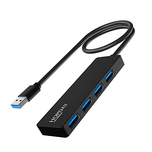 USB Hub, USB Hub 3.0 with 4 Port USB 3.0 Transfer Speed 5Gbps, Ultra-Slim Data USB Splitter Compatible with Laptop, PC, Mouse, Keyboard, USB, Cable usw. von HOPDAY