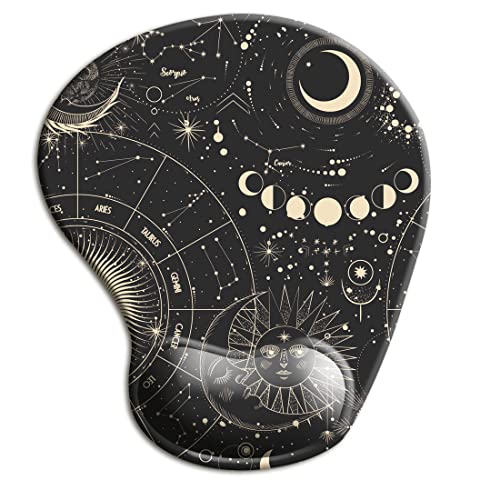 HOPONY Ergonomisches Mauspad mit Handgelenkstütze, Gel-Mauspad mit Handgelenkauflage, bequemes Computer-Mauspad für Laptop, Schmerzlinderung, 22.9x25.4 cm, Astrologie von HOPONY
