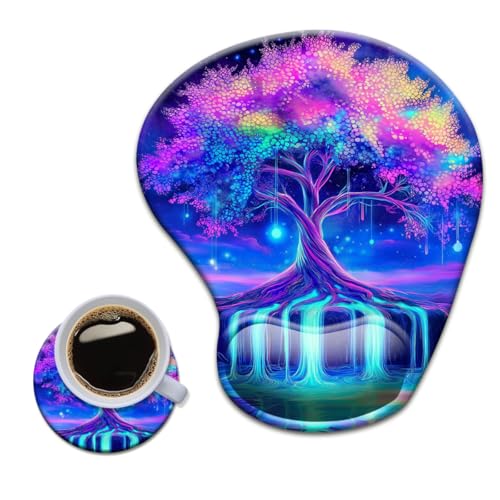 HOPONY Gel-Handgelenkauflage, ergonomisches Büro-Mauspad mit Handgelenkstütze, rutschfest, Design Schreibtisch-Zubehör, Matte für Zuhause und Spiel, Dekoration, lila, blauer Baum HOPONY Gel-Handgelenkauflage, ergonomisches Büro-Mauspad mit Handgelenkstütze, rutschfest, Design Schreibtisch-Zubehör, Matte für Zuhause und Spiel, Dekoration, lila, blauer Baum von HOPONY