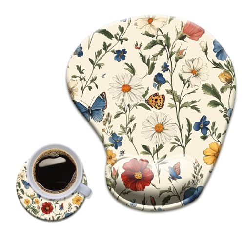 HOPONY Gel-Handgelenkauflage, ergonomisches Büro-Mauspad mit Handgelenkstütze, rutschfest, Schreibtischzubehör, Matte für Zuhause und Spiel, Dekoration, Schmetterling, Blumenmuster HOPONY Gel-Handgelenkauflage, ergonomisches Büro-Mauspad mit Handgelenkstütze, rutschfest, Schreibtischzubehör, Matte für Zuhause und Spiel, Dekoration, Schmetterling, Blumenmuster von HOPONY