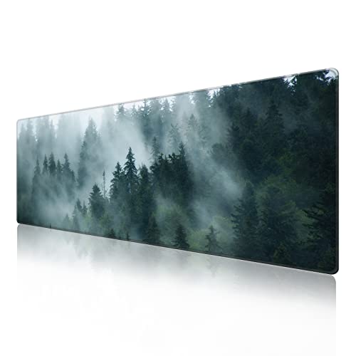 Schreibtischunterlage, Mauspad mit rutschfester Gummiunterseite, strukturiertes und wasserdichtes Mauspad mit genähten Kanten, große Schreibtischmatten für Computer, Laptop, Gaming, 80x30 cm, Wald Schreibtischunterlage, Mauspad mit rutschfester Gummiunterseite, strukturiertes und wasserdichtes Mauspad mit genähten Kanten, große Schreibtischmatten für Computer, Laptop, Gaming, 80x30 cm, Wald von HOPONY