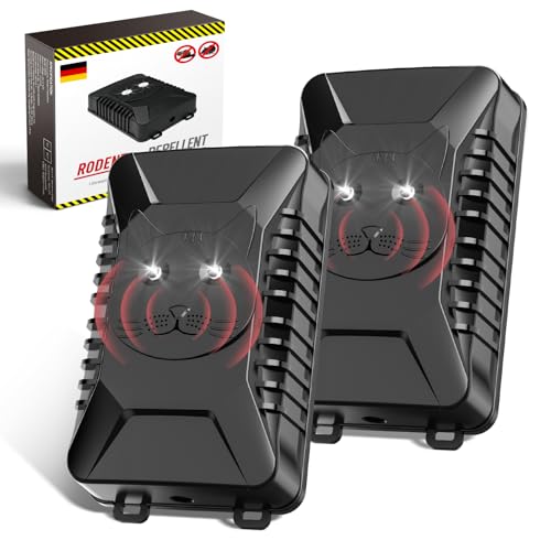 Marderschreck Auto, 2 Stück Ultraschall Marderabwehr Unterstützt USB-Laden und 4 AA-Batterien, Marderschutz mit Blitzlicht, Anschluss an 12V Autobatterie, für KFZ, Motorraum, Dachboden, Haus, Garten Marderschreck Auto, 2 Stück Ultraschall Marderabwehr Unterstützt USB-Laden und 4 AA-Batterien, Marderschutz mit Blitzlicht, Anschluss an 12V Autobatterie, für KFZ, Motorraum, Dachboden, Haus, Garten von HOPPE'S
