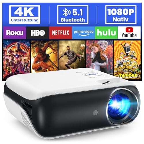HOPVISION Beamer, Full HD 1080P Beamer 4K Unterstützt, Beamer Bluetooth 5.1, Tragbare Mini Beamer Heimkino, Home/Outdoor Projektor Kompatibel mit Smartphone/HDMI/USB/AV/Fire Stick/PS5 HOPVISION Beamer, Full HD 1080P Beamer 4K Unterstützt, Beamer Bluetooth 5.1, Tragbare Mini Beamer Heimkino, Home/Outdoor Projektor Kompatibel mit Smartphone/HDMI/USB/AV/Fire Stick/PS5 von HOPVISION