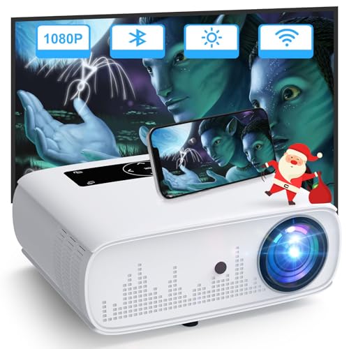 HOPVISION Beamer,4K Beamer 15000 Lux Native 1080P WiFi Beamer Full HD Heimkino Video Beamer 4K Bluetooth Beamer 350'' Display kompatibel mit TV Stick, HDMI,USB, X-Box, iOS/Android von HOPVISION