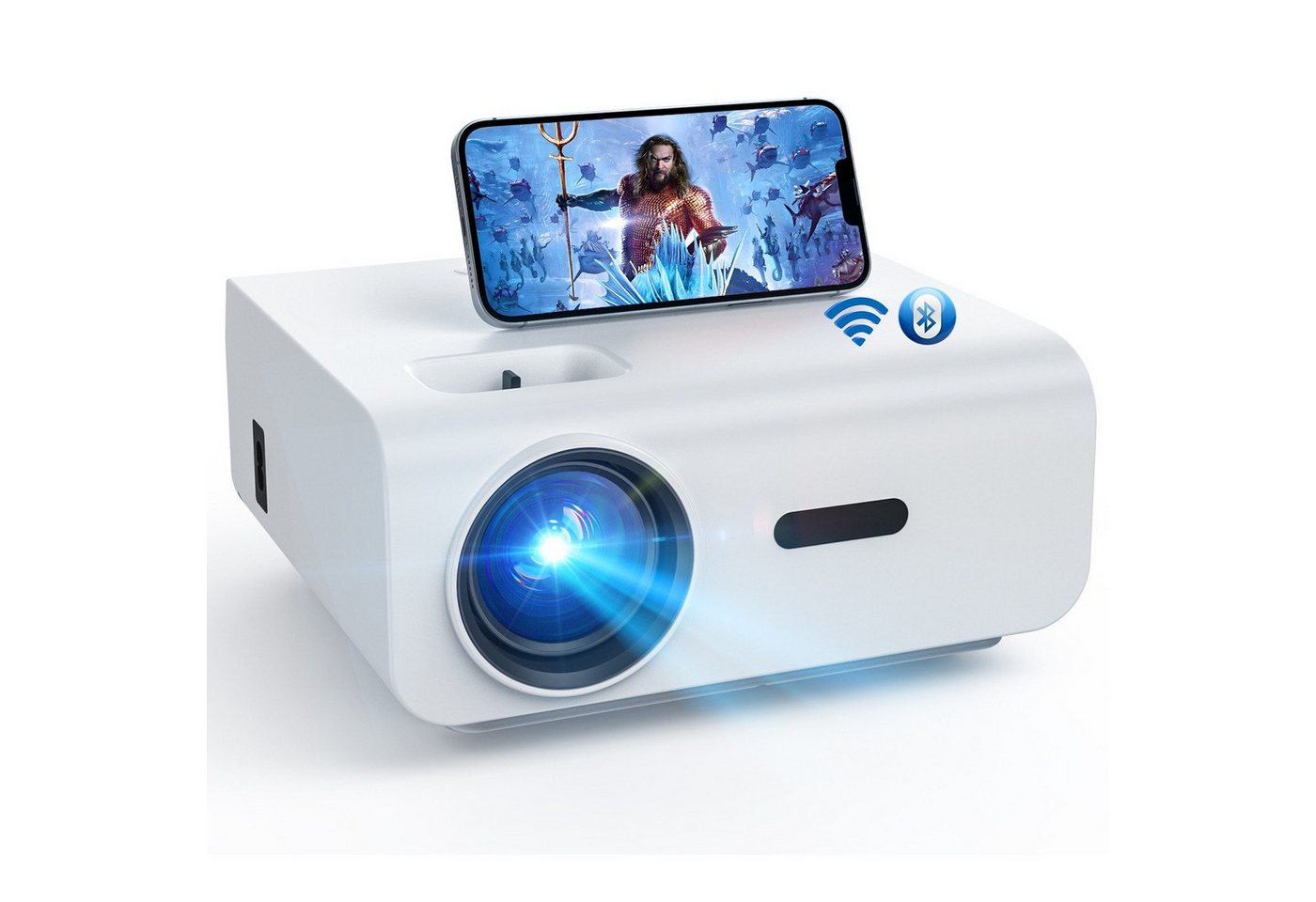 HOPVISION WiFi Bluetooth Full HD 1080P, 4K Heimkino Beamer mit Zoomfunktion Beamer (12000 lm, 10000:1, 300" Outdoor Projektor) von HOPVISION
