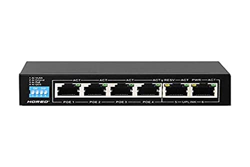 Hored AI106G Gigabit Poe Smart Switch mit 6 Ports, 4 Poe Ports, 802.3af, 802.3at, 48 V, 60 W, Übertragung bis zu 250 Meter, Smart-Funktionen Hored AI106G Gigabit Poe Smart Switch mit 6 Ports, 4 Poe Ports, 802.3af, 802.3at, 48 V, 60 W, Übertragung bis zu 250 Meter, Smart-Funktionen von HORED