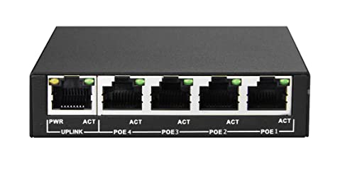 POE Switch PS504 Power Over Mini Ethernet, 5x RJ45 LAN-Port, 4x RJ45 LAN-Port, 802.3AF, 48V / 60W. von HORED