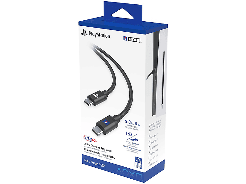 HORI USB-C Ladekabel Play für DualSense Controller (3m) Gaming Zubehör, Schwarz von HORI