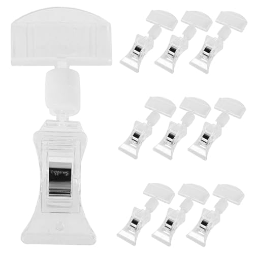 HORIALENCE 10 Stück Etikettenhalter Warenanzeige Einzelhandel Clips Fan-Shop Werbung Name Zeichenhalter Preisschildhalter multifunktionale Schilderhalter Plastik Transparent von HORIALENCE