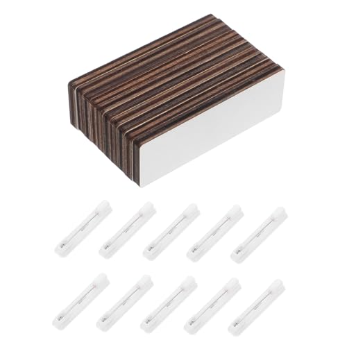 HORIALENCE 10 Stück Namensschild Aus Holzbrosche Sublimations-namensschild Leer Namensschild-rohlinge Mit Anstecknadel Leere Tags Sublimations-namensschild-rohlinge Leerenname Teller Weiß von HORIALENCE