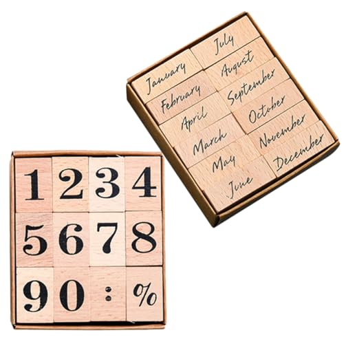 HORIALENCE 24 Stück hölzernes Siegel Journaling Kunsthandwerk Zeitschrift Pads Stempel für Tagebuch zum Stempeln von Bastelarbeiten Fondant-Briefmarken Mini-Holzstempel Journal -Briefmarken von HORIALENCE