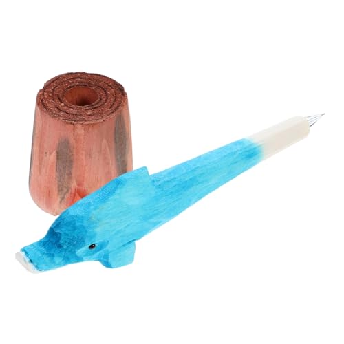 HORIALENCE Holzstift Kinderstift Süßes Stationäres Handgeschnitzter Stift Aus Holz Handgeschnitzte Delphinstatue Cartoon-tier-stift Delphin-ornament Delphinholzfigur Neuheit Schreibstift von HORIALENCE