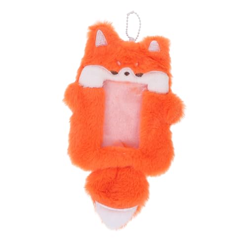 HORIALENCE Plüsch-Kartenhalter Ausweishalter aus Plüsch Kpop-Fotokartenhalter-Schlüsselanhänger Keychain -Kartenhalter Plüschkartenhülle Flauschiger Fotokartenordner Foto-Schutzhülle Orange von HORIALENCE