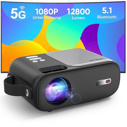 Mini Beamer, 5G WiFi Bluetooth Beamer Full HD 1080P Unterstützt, HORLAT Beamer klein 9800 Lumen Tragbarer Projektor mit ±15° Trapezkorrektur, Heimkino Projektor für Smartphone/TV Stick von HORLAT
