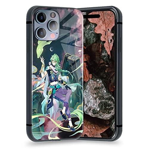 HOSCLANS Schutzhülle aus gehärtetem Glas stoßfeste Handyhüllen Anime (Baizhu Genshin,für iPhone XR) von HOSCLANS