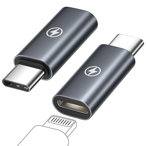 Lightning auf USB C Adapter (2Stück), Adapter Lightning auf USB C 60W Schnellladung für iPhone 16/16 Pro/15/15 Pro Max/Plus, Samsung Galaxy S25 S24 S23 S22, iPad Pro/Air, MacBook, Nicht für Audio/OTG von HOSOW