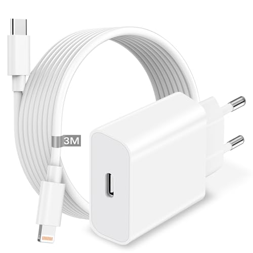 iPhone Schnellladegerät mit iPhone Ladekabel 3M, 20W iPhone Ladegerät USB C Netzteil iPhone Stecker USB C Power Adapter mit Schnellladekabel iPhone für Apple iPhone 14 13 12 11 Pro Max/Mini/XS/X/8/SE von HOSOW