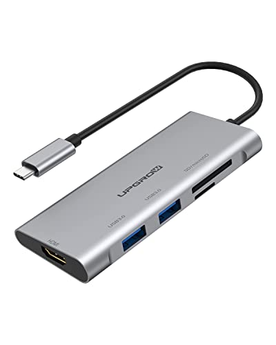 HOTFUN USB C Hub, 5-in-1 USB C Adapter, 4K USB C auf HDMI, SD microSD Kartenleser, 2 USB 3.0 Anschlüsse, für MacBook Pro 2020/2019/2018, iPad Pro 2020/2019, Pixelbook, XPS, More, Space Grey (HUB5-1) von HOTFUN