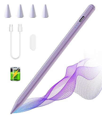 Stift für iPad iPad 11 A16/10/9/8/7/6th Gen/Pro 13"/12.9"/11"/Air 13"/11"/Air 5/4/3/Mini 6/5, Apple Pencil mit Neigungserkennung und Handflächenabweisung, Stylus Pen für i Pad 2018-2025(Lila) von HOTLIFE