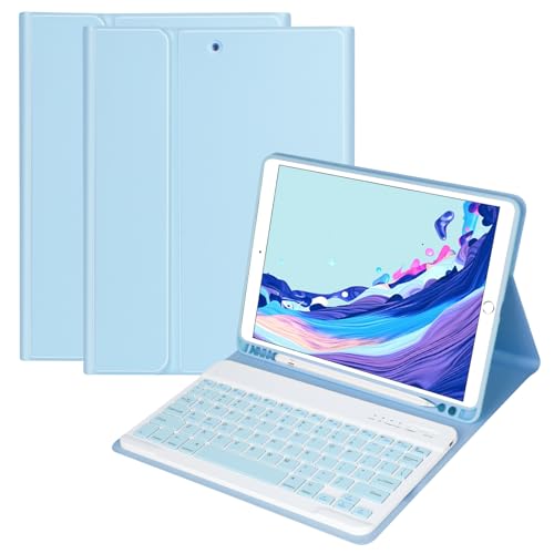 Tastatur-Schutzhülle, magnetisch abnehmbar, für 2021 i-Pad 10.2 (9.Gen)/2020 i-Pad 10.2 (8.Gen)/2019 i-Pad 10.2/i-Pad Air 3 10.5 (3.Gen),Pro 10.5 Zoll (blau) von HOTLIFE