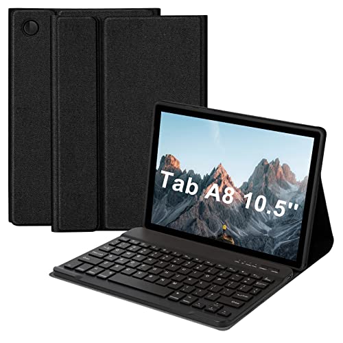 Tastaturhülle für Samsung Galaxy Tab A8 10,5 Zoll 2022, Standabdeckung mit magnetisch abnehmbarer kabelloser Bluetooth-Tastatur für Samsung A8 Tastaturhülle SM-X200/ X205 /X207 (schwarz) von HOTLIFE