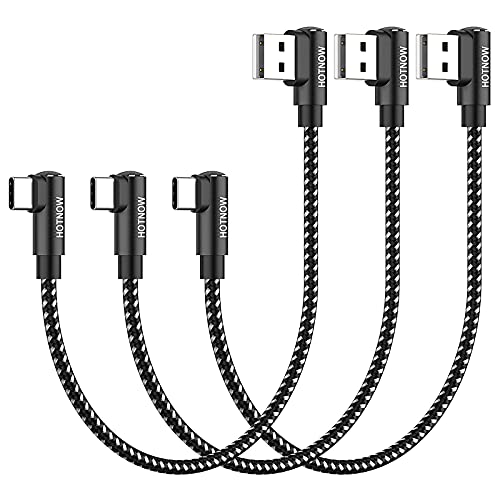 HOTNOW Kurzes USB-C-Kabel Rechtwinklig 30cm 3 Stück, 0.3m Tragbares USB-C-Ladegerät Nylon Geflochtenes Schnellladekabel für Samsung Galaxy S10 S9 S8 Plus Note 9 8,Power Bank von HOTNOW