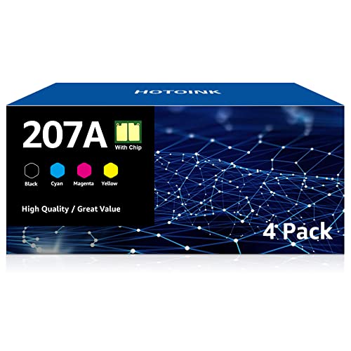4er-Pack 207A Toner (Mit Chip) Kompatibel für HP 207A 207X Multipack Toner für HP Color Laserjet Pro MFP M283fdw MFP M282nw M255dw M283fdn M255nw W2210A W2211A W2212A W2213A Schwarz Cyan Gelb Magenta von HOTOINK