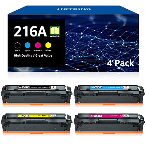 4er-Pack 216A (Mit Chip) Kompatibel als Ersatz für HP 216A Toner Set für HP Color Laserjet Pro MFP M183fw M182n M182nw M155a M155nw W2410A W2411A W2412A W2413A (Schwarz Cyan Gelb Magenta) von HOTOINK