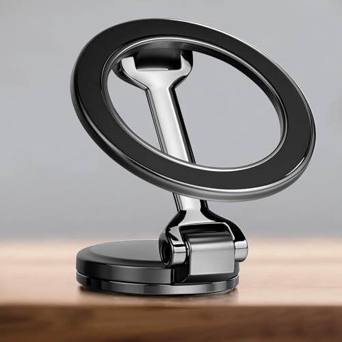 HOTUT Handyhalterung Auto Magnet,Magnetische Handyhalter Auto, Faltbar & Vollmetall,360° Drehbar,Car Phone Holder für iPhone 16 15 14 13 12 (Schwarz) von HOTUT