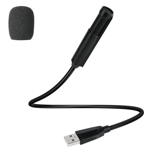 HOTUT USB Mikrofon, Mikrofon PC Klein, Mini Mikrofon für PC Laptop, Omnidirektionaler Mikrofon mit 360° Verstellbar Schwanenhals für Gesang, Voice-Chat, Webcast, Online-Unterricht, Webkonferenzen von HOTUT