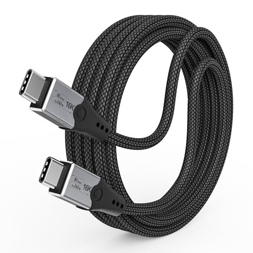 HOTUTUKI Thunderbolt 5 Kabel 2m Lang, 240W Ladekabel 80Gbps datenkabel usb c, Video 16K/ 8K Display usb c kabel monitor zu laptop Kompatibel mit Thunderbolt 4, docking station von HOTUTUKI