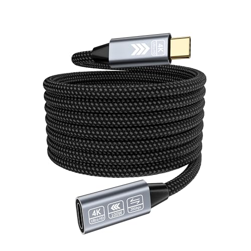 HOTUTUKI USB C Verlängerung Kabel 5M, usb-c verlängerung buchse auf steckerUnterstützt usb c 3.2 verlängerung 20Gpbs/100W und 4K@60Hz Kompatibel Thunderbolt 4/3 von HOTUTUKI