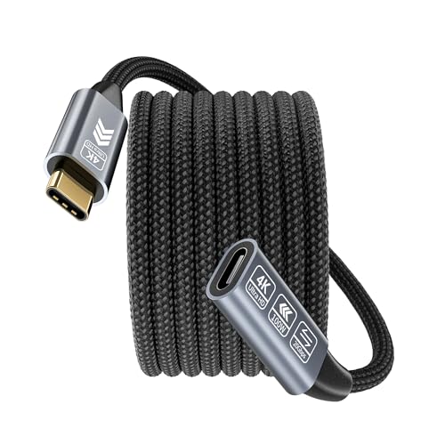 HOTUTUKI USB C Verlängerung Kabel 6m,usb-c verlängerung buchse auf steckerUnterstützt usb c 3.2 verlängerung 20Gpbs/100W und 4K@60Hz Kompatibel mit Thunderbolt 4 von HOTUTUKI
