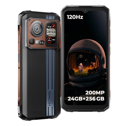 HOTWAV Cyber 15 Outdoor Smartphone, 12GB RAM+256GB ROM Android 13 Outdoor Handy Ohne Vertrag, 6280mAh(33W) Baustellenhandy, 6.6”FHD+ 120Hz, 200MP+24MP Nachtsicht, G99/ IP68/ IP69K/ 4G LET/NFC/GPS/OTG von HOTWAV