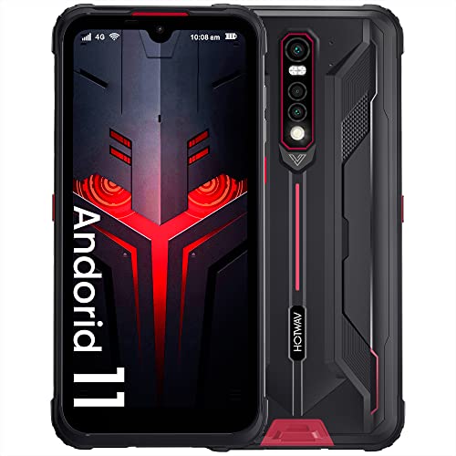 HOTWAV Cyber 8 Outdoor Handy ohne Vertrag 4G Robustes Smartphones Dual SIM,Android 11 8280mAh 6,3 Zoll IP68 IP69K Wasserdichter 16MP Triple Kamera 4GB+64GB (SD up to 256 GB),NEC/OTG/GPS/Face ID Rot von HOTWAV