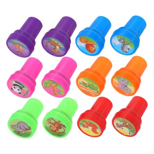 HOUDERCO 12Stücke Cartoon Tier Stempel Für Selbstfärbend Und Waschbar Für DIY Projekte Belohnungen Im Klassenzimmer Und Kreative Bastelarbeiten Fördert Fantasie Und Feinmotorik von HOUDERCO