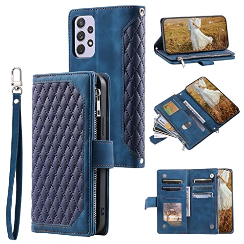 HOUSIM Handyhülle für Samsung Galaxy A53 5G Hülle mit Geldbörse Reißverschluss Kartenfach Klapphülle Schutzhülle Klappbar Leder Tasche Wallet Flip Case Cover Handytasche - Blau von HOUSIM