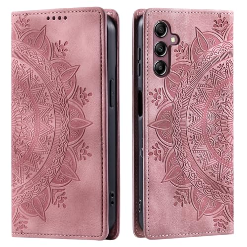 HOUSIM Handyhülle für Samsung Galaxy A54 Blumen Muster PU Leder Klappbar Handytasche Schutzhülle Standfunktion Klapphülle mit Kartenfach Handy Tasche Cover Flip Case - Rosa von HOUSIM