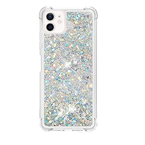 HOUSON Glitzer Hülle kompatibel mit Apple iPhone 12 Mini, Glitzer Flüssig Treibsand Transparent Silikon Case Silber von HOUSON