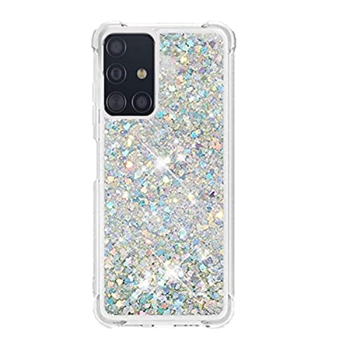 HOUSON Glitzer Hülle kompatibel mit Samsung Galaxy A51 hülle, Glitzer Flüssig Treibsand Transparent Silikon Case Silber von HOUSON