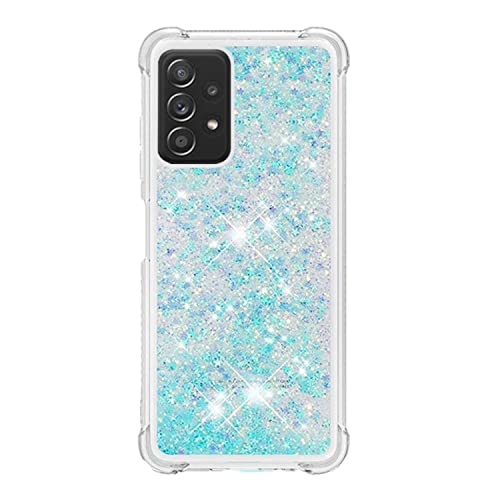 HOUSON Glitzer Hülle kompatibel mit Samsung Galaxy A52 / A52 5G / A52s 5G hülle, Glitzer Flüssig Treibsand Transparent Silikon Case Blau von HOUSON