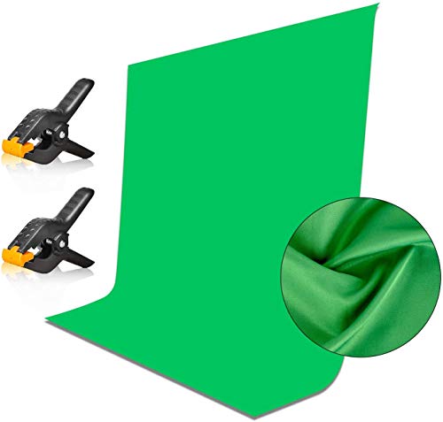 HOUSON Greenscreen 1,5 x 2m Grüner Fotohintergrund undurchsichtig Foto Hintergrund Greenscreen für Fotostudio, Modefotografie, Videoaufnahme, Hintergrundsystem mit 2 Klemme von HOUSON