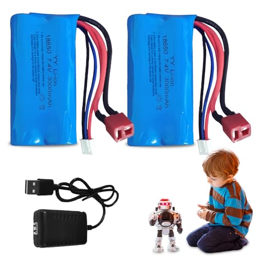 HOVCEH 2 Pcs 7.4 V Li-ion Battery, Rechargeable Lithium Lonen Batterien, 7.4V 3000-mAh Lithium-Ionen Akku, Li-Ionen-Akku für RC Fahrzeuge,Panzer,Auto,Roboter,Stunt Car HOVCEH 2 Pcs 7.4 V Li-ion Battery, Rechargeable Lithium Lonen Batterien, 7.4V 3000-mAh Lithium-Ionen Akku, Li-Ionen-Akku für RC Fahrzeuge,Panzer,Auto,Roboter,Stunt Car von HOVCEH