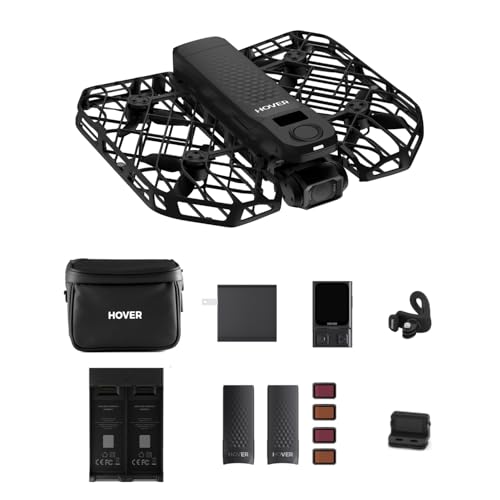 HOVERAir X1 PRO Action Cam 4K, drohne mit Kamera mit über 10 vollautomatischen Flugmodi, 42 KM/H Verfolgungsgeschwindigkeit, Fliegen überall mit OmniTerrain, Rückkollisions-Erkennung (Rad Kombo) von HOVERAir