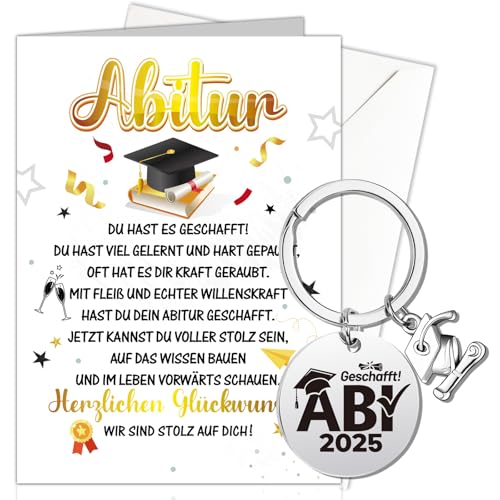 HOWAF Karte Abitur 2025 Junge Mädchen, Glückwunschkarte Abitur 2025 Karte, Prüfung Bestanden Karte & ABI 2025 Schlüsselanhänger für Prüfung Bestanden Geschenke ABI 2025 Abschluss Geschenk HOWAF Karte Abitur 2025 Junge Mädchen, Glückwunschkarte Abitur 2025 Karte, Prüfung Bestanden Karte & ABI 2025 Schlüsselanhänger für Prüfung Bestanden Geschenke ABI 2025 Abschluss Geschenk von HOWAF