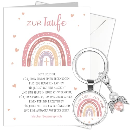 HOWAF Karte Taufe Mädchen mit Umschlag, Glückwunschkarten Taufkarte mit Schlüsselanhänger Schutzengel Taufe Geschenk, Taufgeschenke für Mädchen HOWAF Karte Taufe Mädchen mit Umschlag, Glückwunschkarten Taufkarte mit Schlüsselanhänger Schutzengel Taufe Geschenk, Taufgeschenke für Mädchen von HOWAF