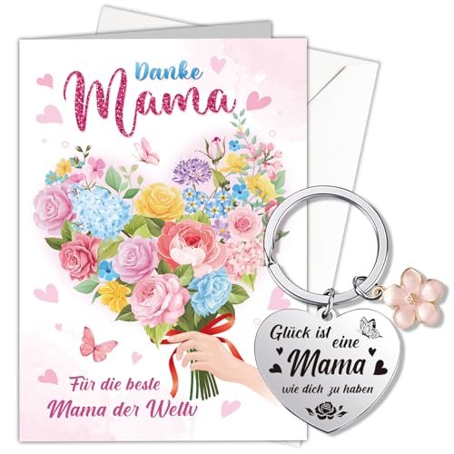 HOWAF Muttertagskarte, Karte Muttertag, Karte zum Muttertag mit Schlüsselanhänger Mama, Muttertagsgeschenke für Mama, Geschenke für Mama Mutter, A HOWAF Muttertagskarte, Karte Muttertag, Karte zum Muttertag mit Schlüsselanhänger Mama, Muttertagsgeschenke für Mama, Geschenke für Mama Mutter, A von HOWAF