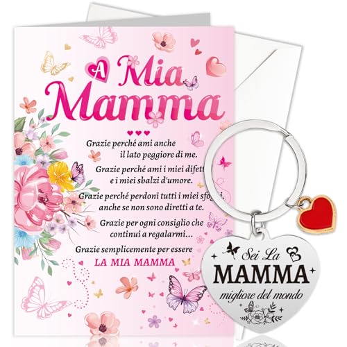 HOWAF Muttertagskarte fur Mama, Rosa Ich liebe dich Mama Karte Geschenkkarte Muttertag Schlusselanhanger fur Muttertag von HOWAF