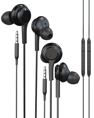 3,5 mm Kopfhörer mit Kabel, kompatibel mit Samsung Smartphones (2 Pack) Gaming Mikrofon In Ear Earbuds Kopfhörer Klinke Kopfhörer Adapter AUX Audio Kabel Kopfhörer Kopfhörer Telefon Headphones von HOYULLI