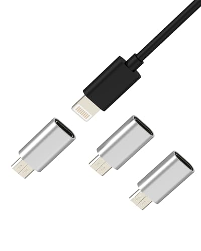 Adapter Lightning-Buchse auf Micro-USB-Stecker (3 Pack), Android-Stecker, Ladegerät für iPhone für iPad, Kabel kompatibel mit Samsung Galaxy S6 S7 Edge + S7 Active Note4 Konverter Autozubehör von HOYULLI